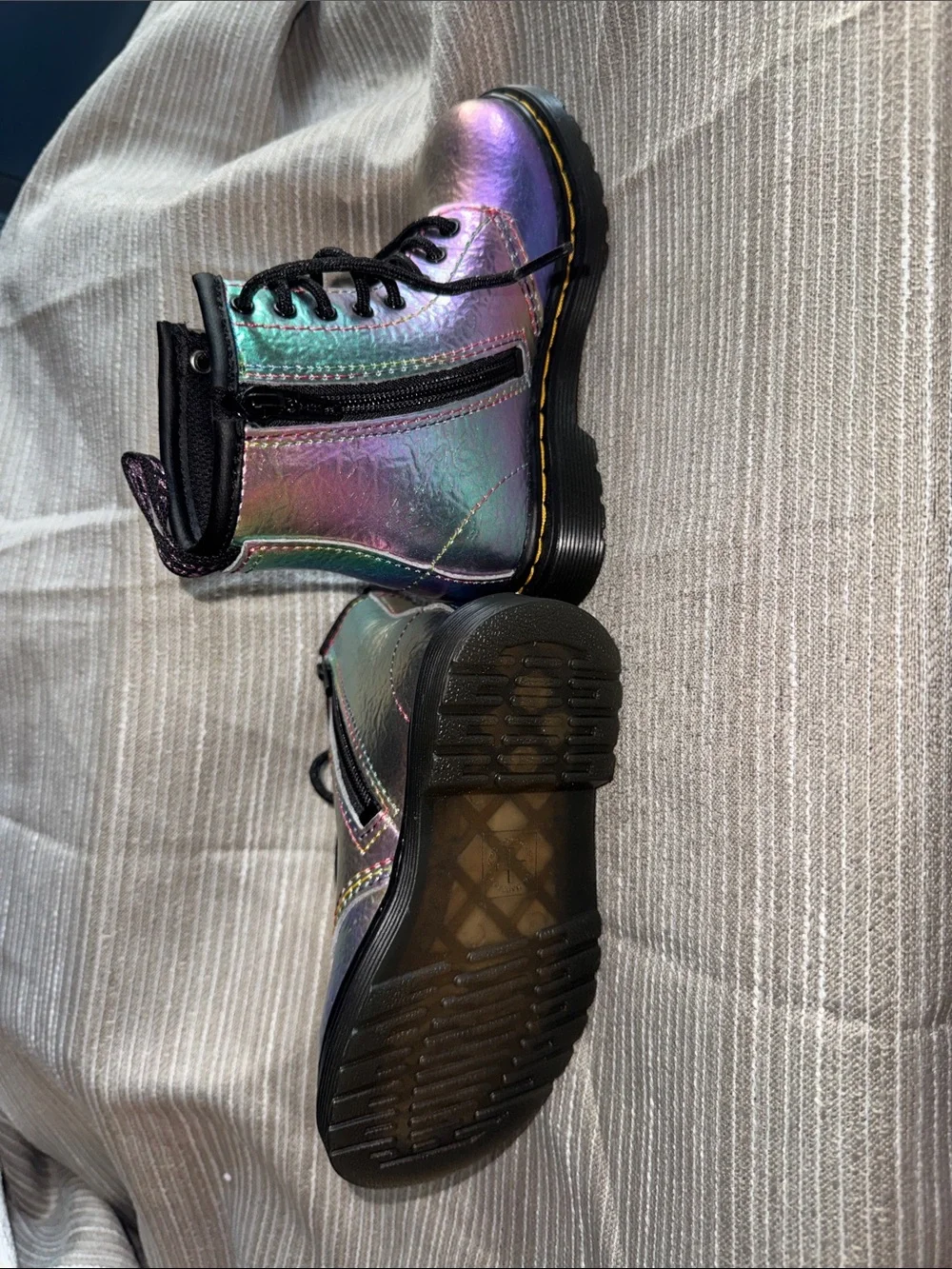 Dr. Martens Kids Iridescent Lace-Up Boots in Pink/Purple - never worn